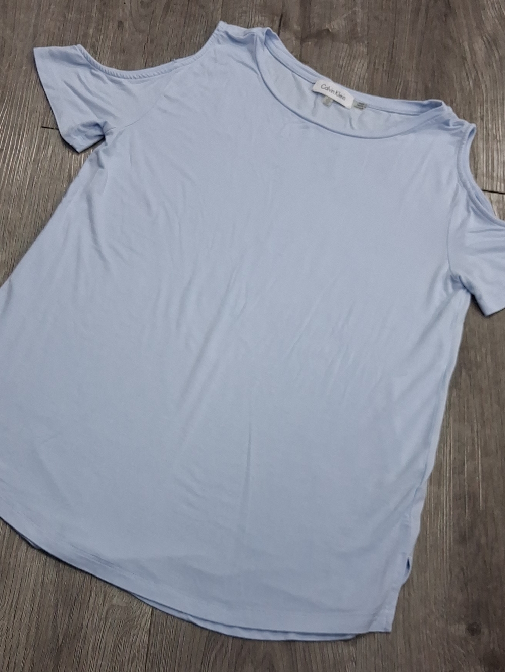 Calvin Klein Pale Blue Cold-Shoulder Short Sleeve Tee